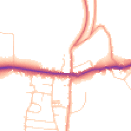 Daytime road noise heatmap for YO18 7LQ