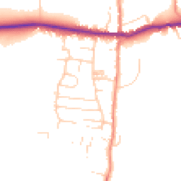 Daytime road noise heatmap for YO18 7TA