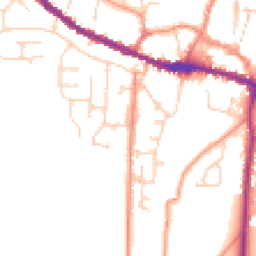 Daytime road noise heatmap for YO18 8DQ