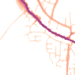 Daytime road noise heatmap for YO18 8EZ