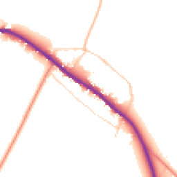 Daytime road noise heatmap for YO18 8PA