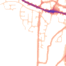 Daytime road noise heatmap for YO18 8SZ