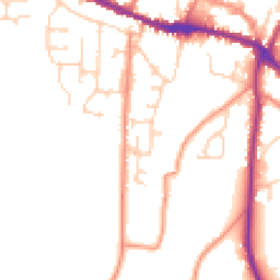 Daytime road noise heatmap for YO18 8TJ