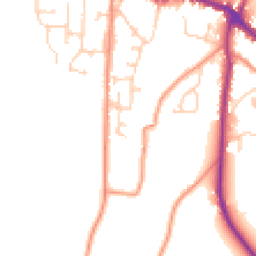 Daytime road noise heatmap for YO18 8TN