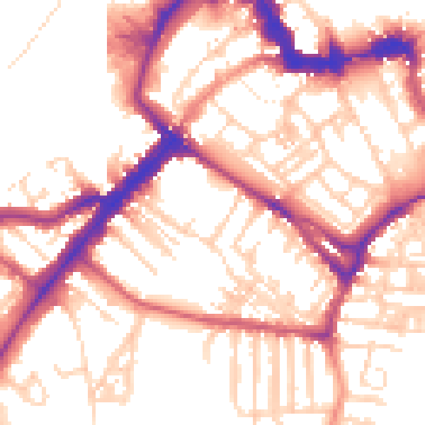 Daytime road noise heatmap for YO23 1AD