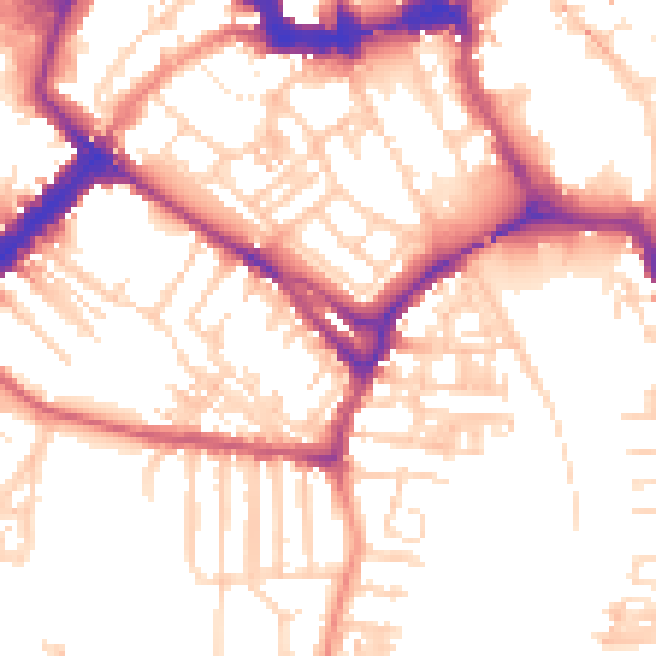 Daytime road noise heatmap for YO23 1AJ