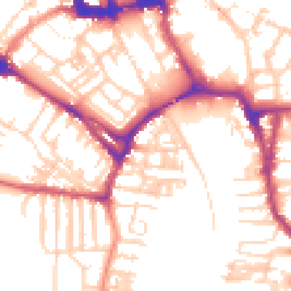 Daytime road noise heatmap for YO23 1AN