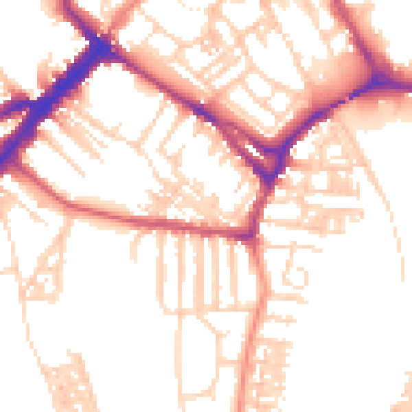 Daytime road noise heatmap for YO23 1BG