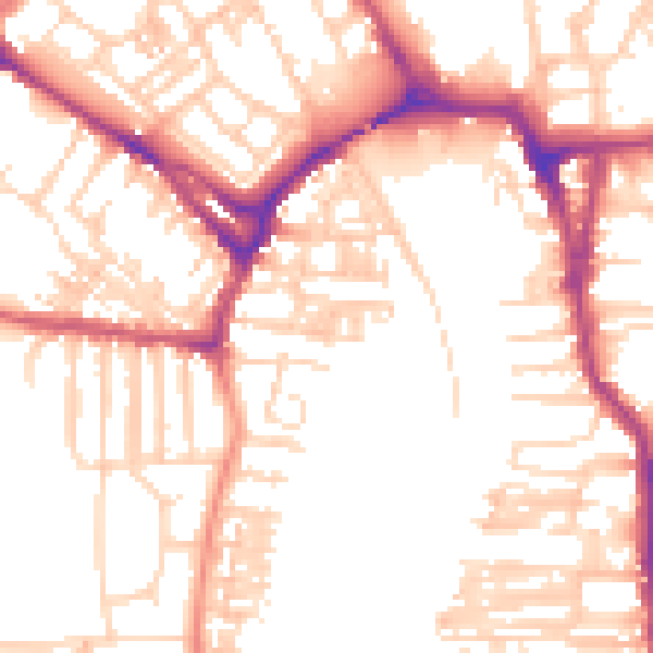 Daytime road noise heatmap for YO23 1DA