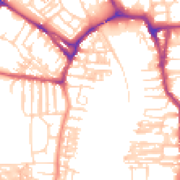 Daytime road noise heatmap for YO23 1JW