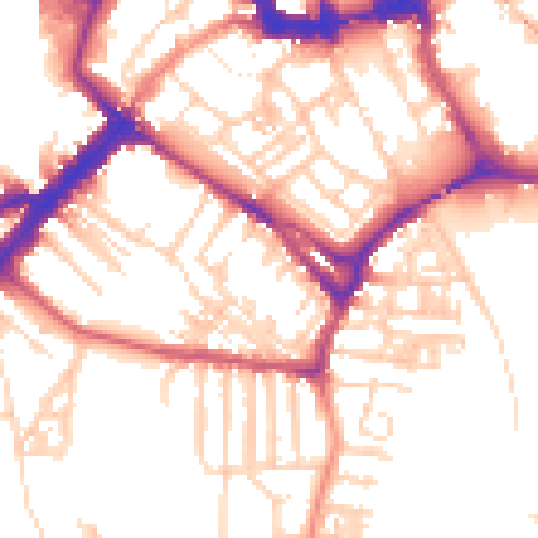 Daytime road noise heatmap for YO23 1YA