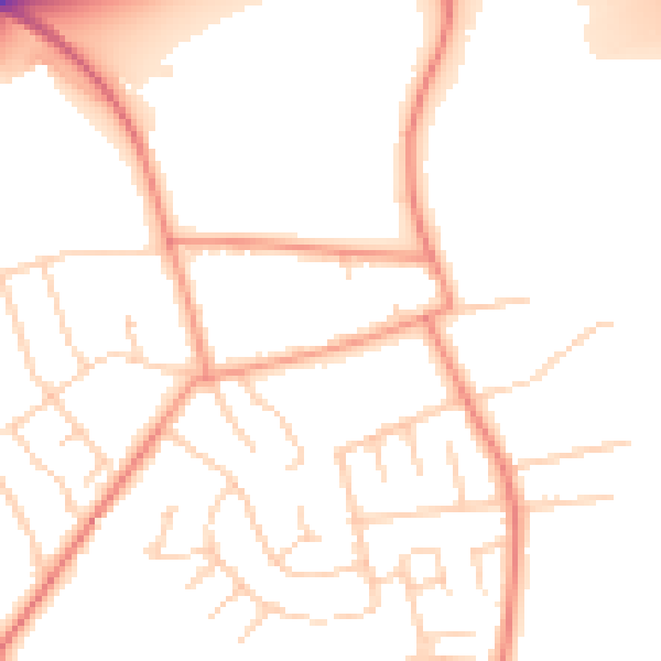 Daytime road noise heatmap for YO23 2RA