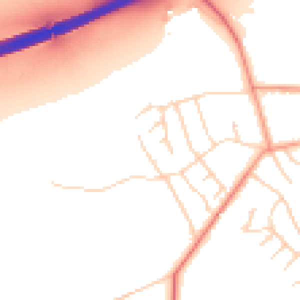 Daytime road noise heatmap for YO23 2RT