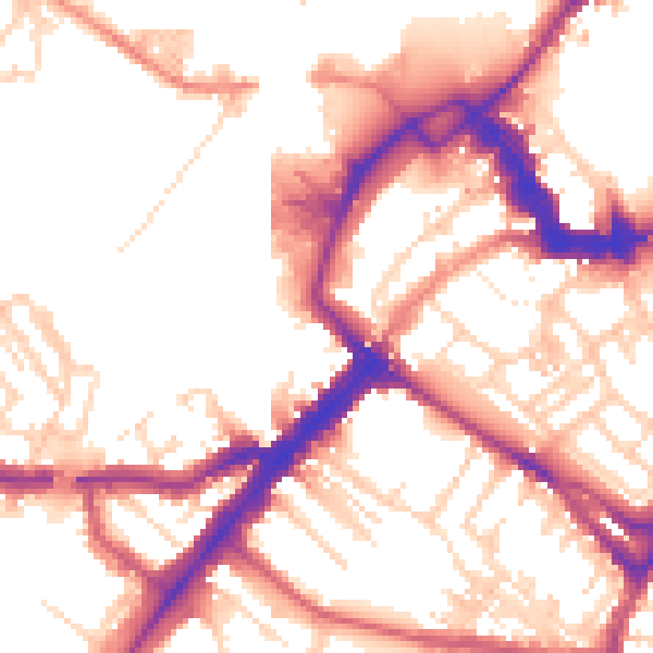 Daytime road noise heatmap for YO24 1AD