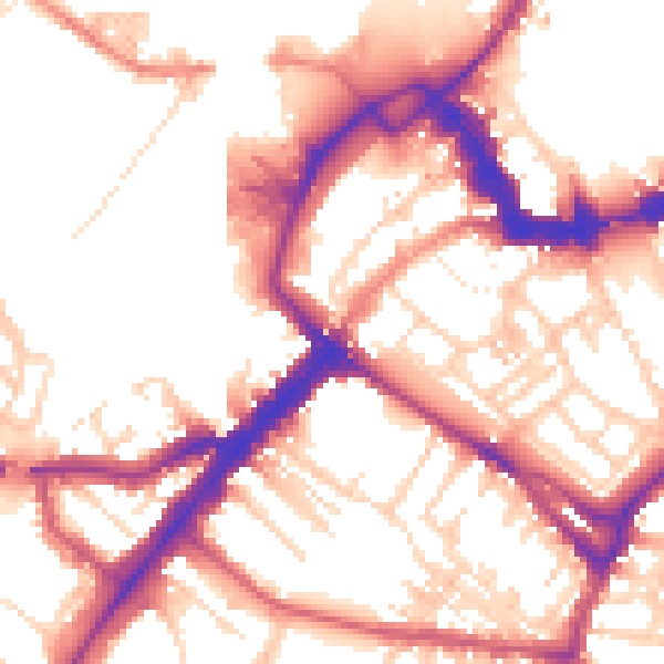 Daytime road noise heatmap for YO24 1AE