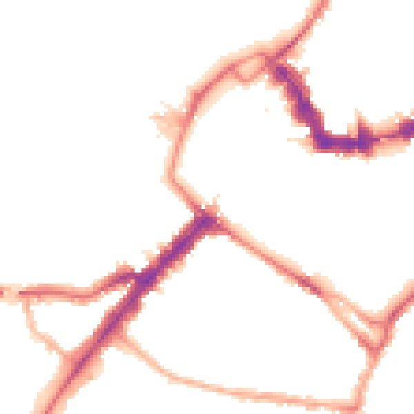 Night-time road noise heatmap for YO24 1AE