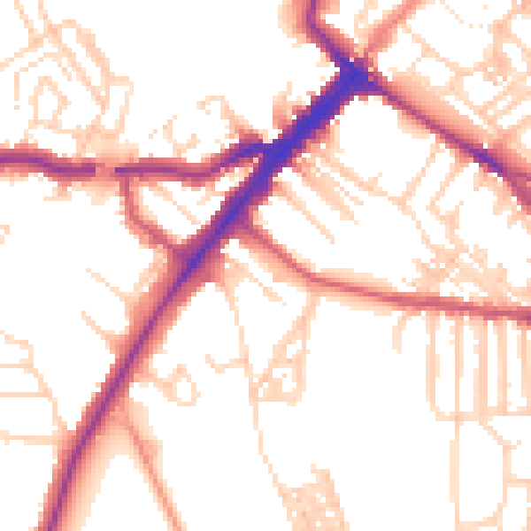 Daytime road noise heatmap for YO24 1AG