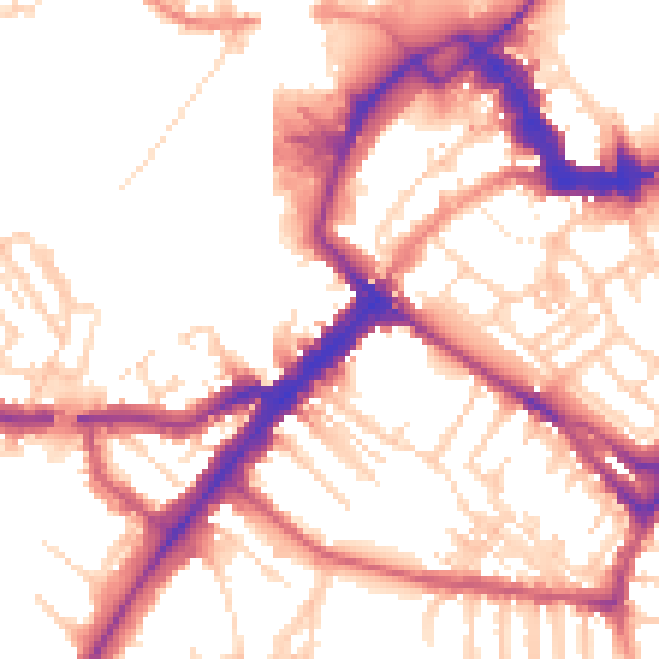 Daytime road noise heatmap for YO24 1AJ