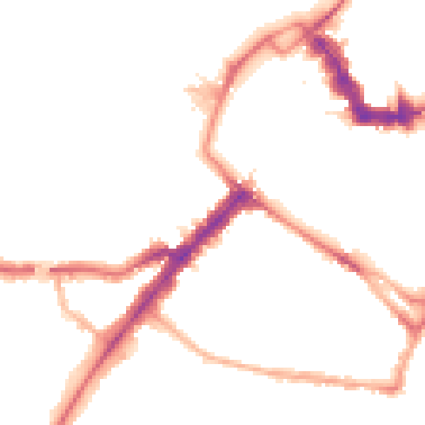 Night-time road noise heatmap for YO24 1AJ