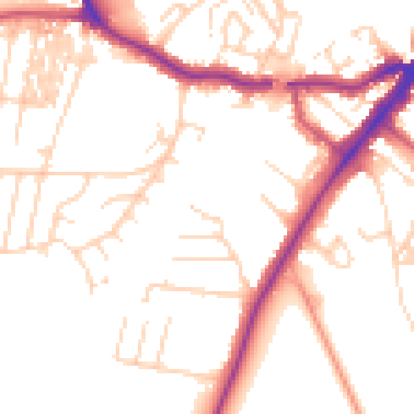 Daytime road noise heatmap for YO24 1AL