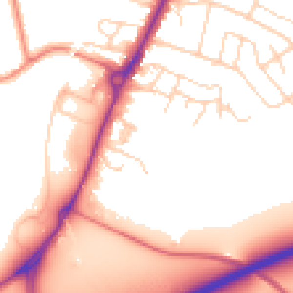 Daytime road noise heatmap for YO24 1AN