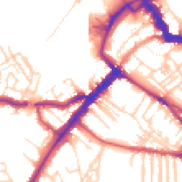 Daytime road noise heatmap for YO24 1AP