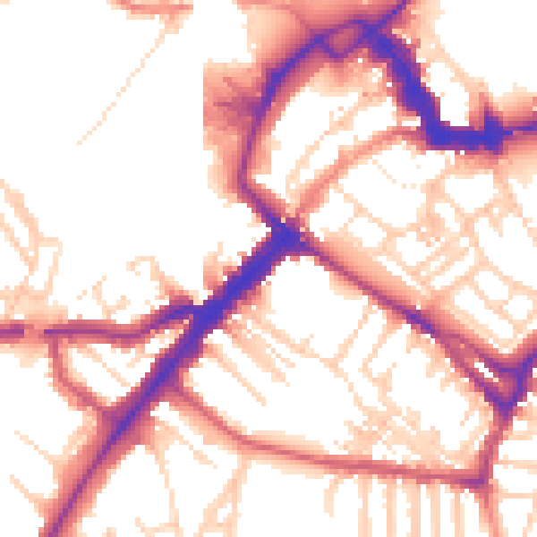 Daytime road noise heatmap for YO24 1AQ