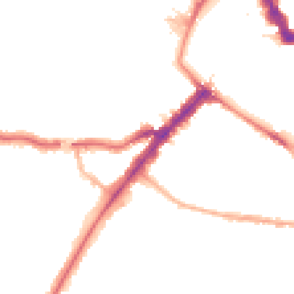 Night-time road noise heatmap for YO24 1AR