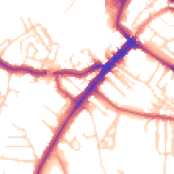 Daytime road noise heatmap for YO24 1AS