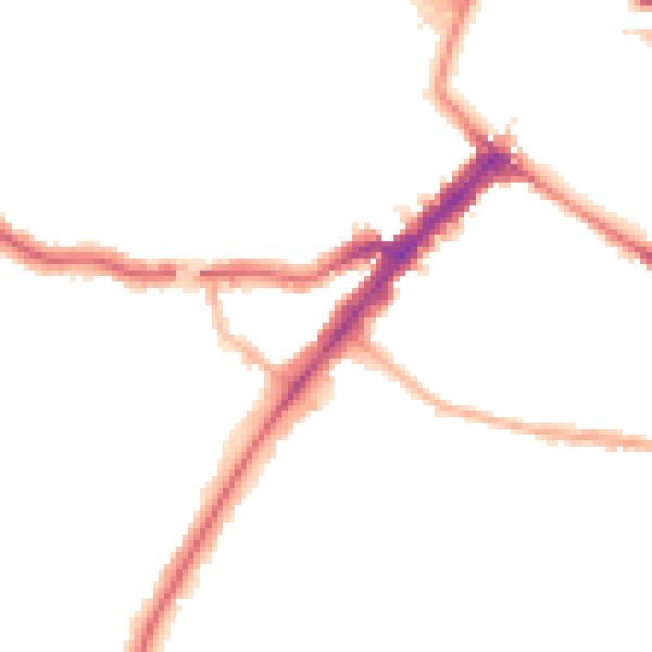 Night-time road noise heatmap for YO24 1AS