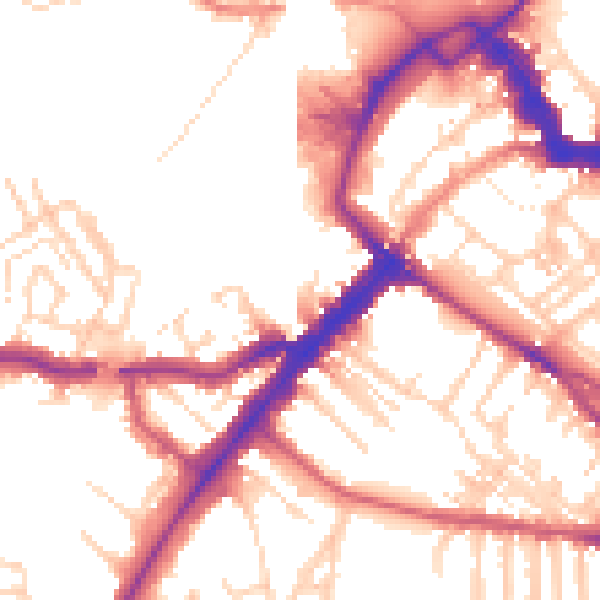 Daytime road noise heatmap for YO24 1AW