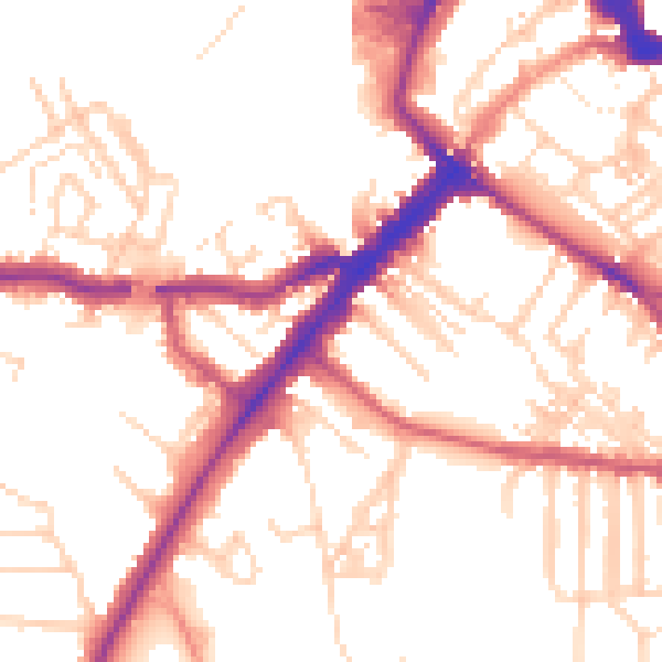 Daytime road noise heatmap for YO24 1AX