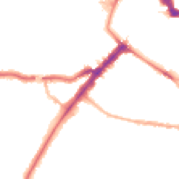 Night-time road noise heatmap for YO24 1AX
