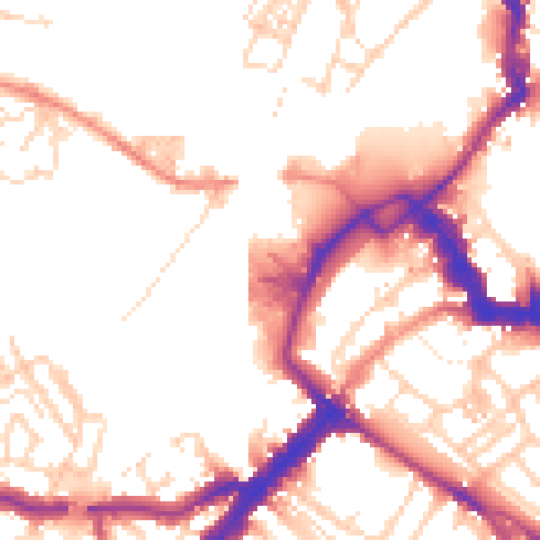 Daytime road noise heatmap for YO24 1AY