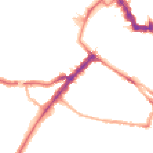 Night-time road noise heatmap for YO24 1AZ