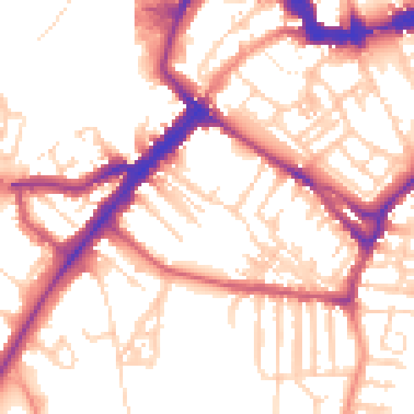 Daytime road noise heatmap for YO24 1BB