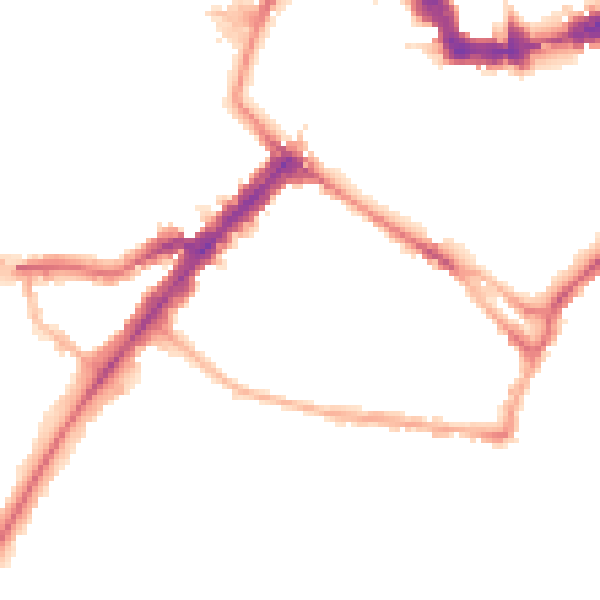 Night-time road noise heatmap for YO24 1BB