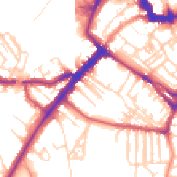 Daytime road noise heatmap for YO24 1BD