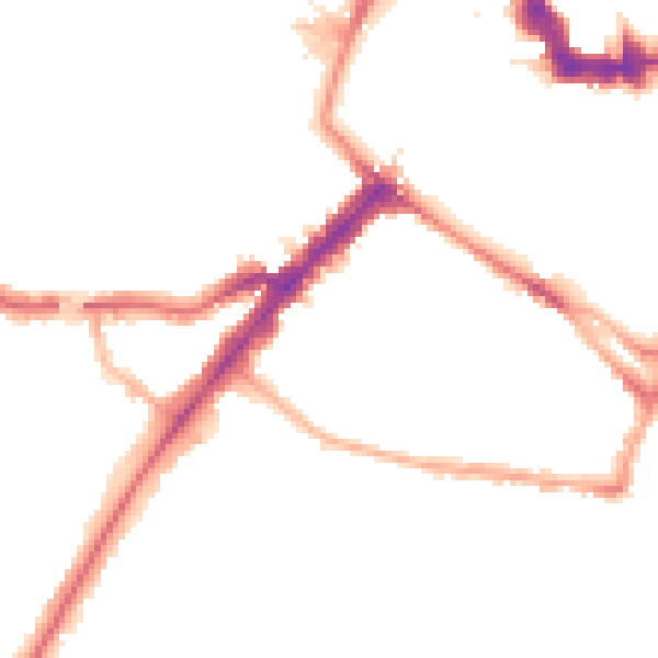 Night-time road noise heatmap for YO24 1BD