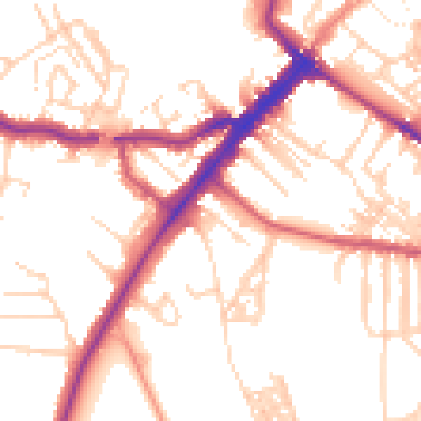 Daytime road noise heatmap for YO24 1BE