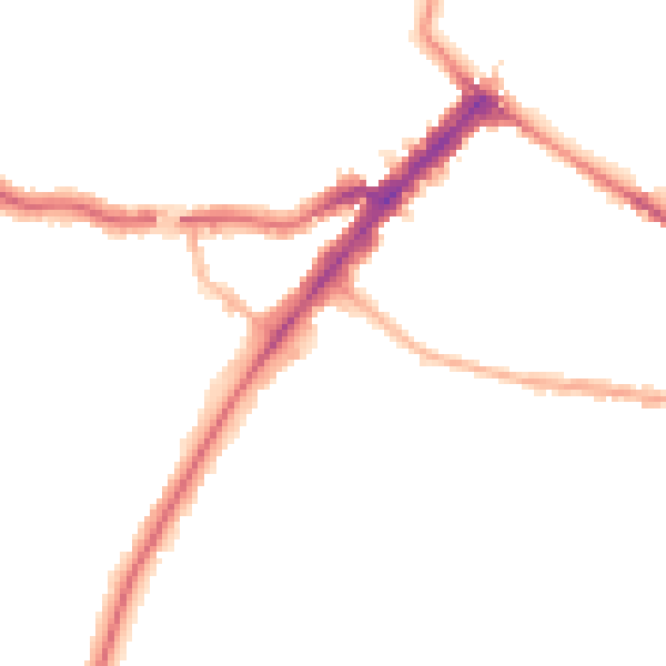 Night-time road noise heatmap for YO24 1BE