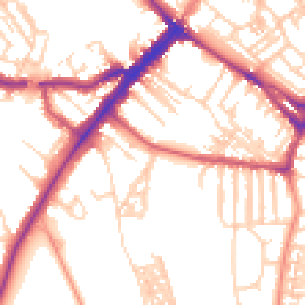 Daytime road noise heatmap for YO24 1BF
