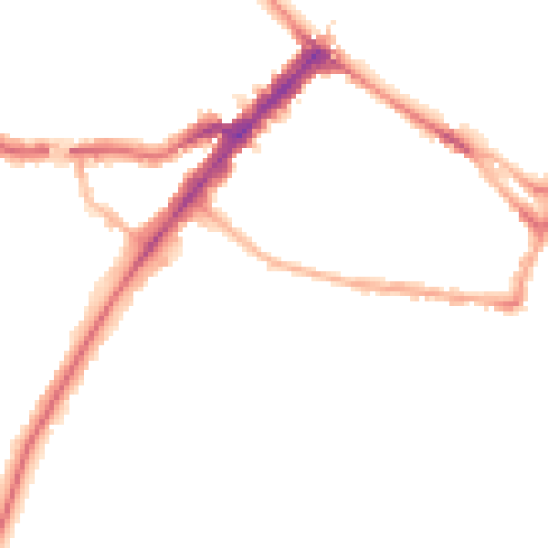 Night-time road noise heatmap for YO24 1BF
