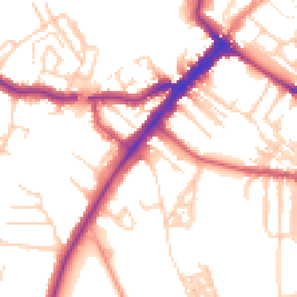 Daytime road noise heatmap for YO24 1BH