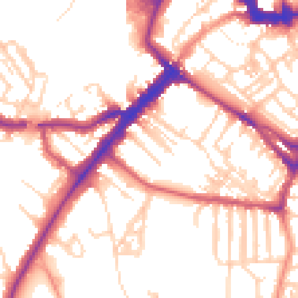 Daytime road noise heatmap for YO24 1BQ