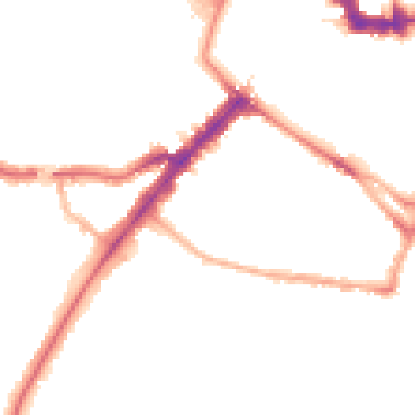 Night-time road noise heatmap for YO24 1BQ