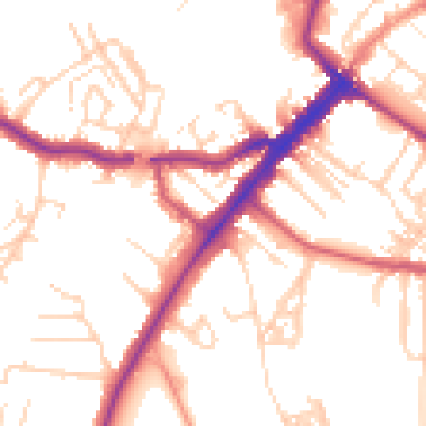Daytime road noise heatmap for YO24 1BW