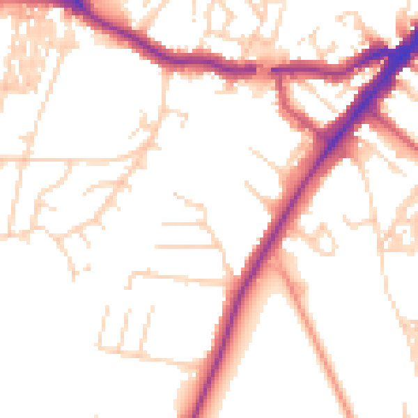 Daytime road noise heatmap for YO24 1BY