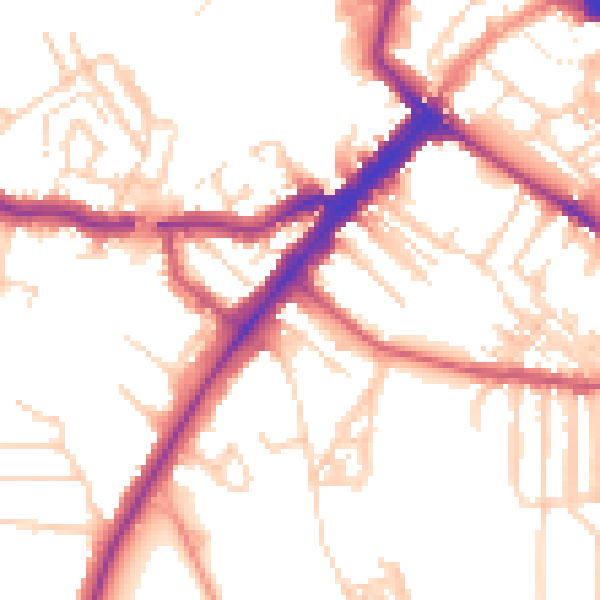 Daytime road noise heatmap for YO24 1DB