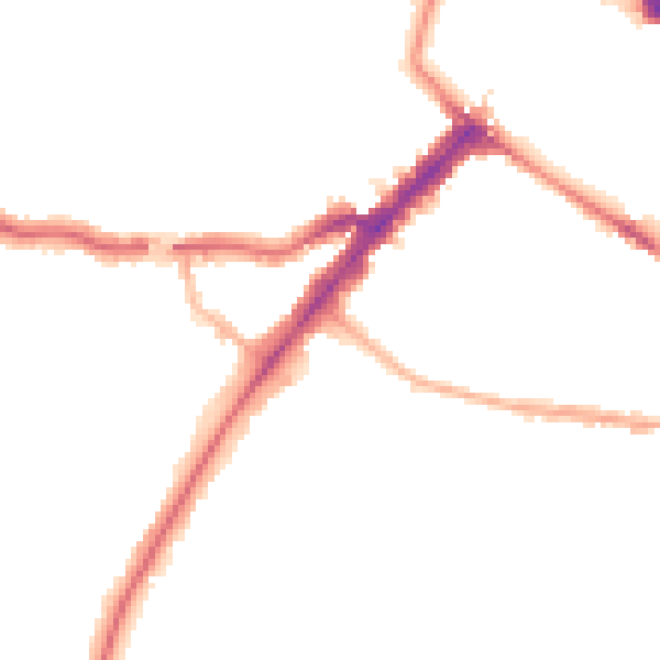 Night-time road noise heatmap for YO24 1DB